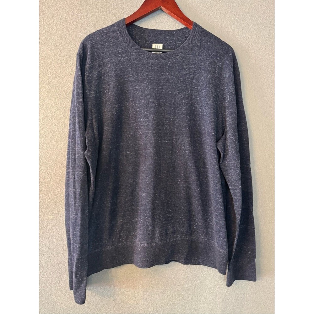 GAP Men's Heathered Dark Blue Crewneck Sweater